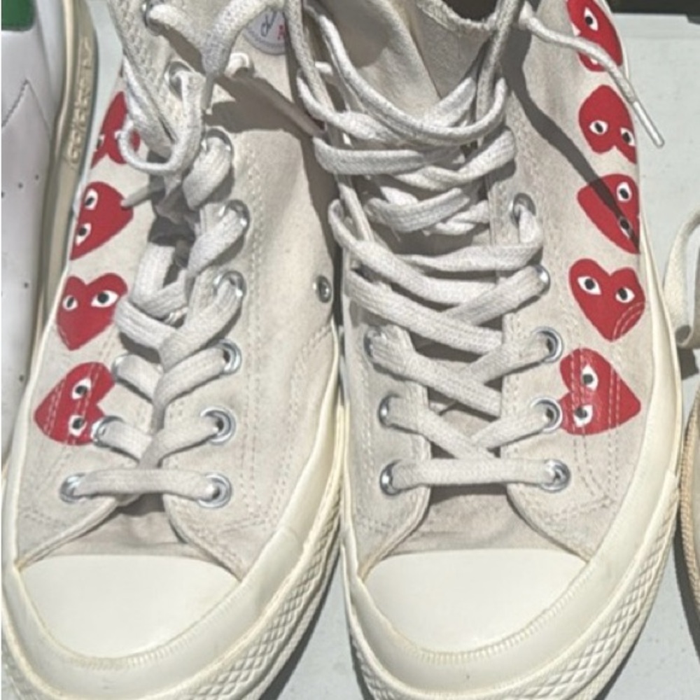 High-Top Sneakers with Red Heart Design